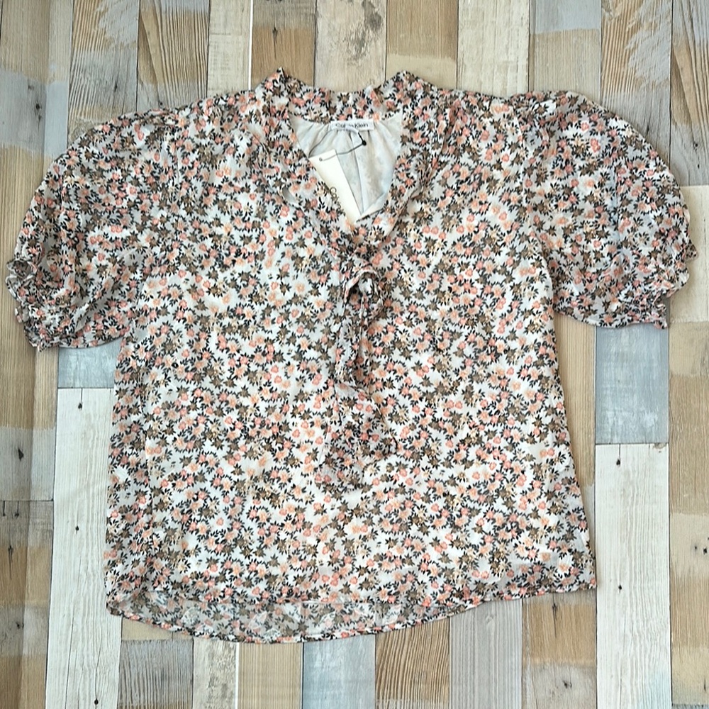 Floral Women's Top - Cream and Pink